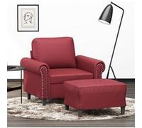 vidaXL Fauteuil avec repose-pied Rouge bordeaux 60 cm Similicuir