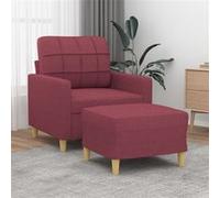 vidaXL Fauteuil avec repose-pied Rouge bordeaux 60 cm Tissu