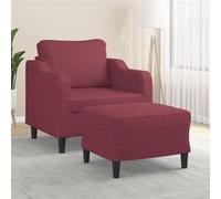 vidaXL Fauteuil avec repose-pied Rouge bordeaux 60 cm Tissu