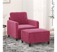 vidaXL Fauteuil avec repose-pied Rouge bordeaux 60 cm Velours3201168 Rouge G