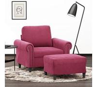 vidaXL Fauteuil avec repose-pied Rouge bordeaux 60 cm Velours3201209 Rouge G