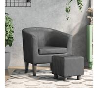 VidaXL Fauteuil avec repose-pieds - Gris