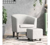 vidaXL Fauteuil Cabriolet avec Repose-Pied, Chaise avec Dossier, Siège avec Accoudoirs, Canapé de Bureau Salon Chambre, Blanc Similicuir