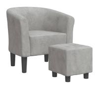 vidaXL Fauteuil Cabriolet avec Repose-Pied, Chaise avec Accoudoirs, Canapé avec Dossier, Siège Rembourré Salon Chambre, Gris Clair Velours