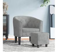 vidaXL Fauteuil cabriolet avec repose-pied, accoudoirs, dossier rembourré – Gris clair velours