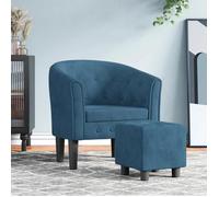 vidaXL Fauteuil cabriolet avec repose-pied, accoudoirs, siège rembourré velours bleu foncé