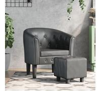 vidaXL Fauteuil cabriolet 356464 – Avec repose-pied, accoudoirs et siège rembourré – Gris similicuir