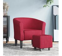 vidaXL Fauteuil Cabriolet avec Repose-Pied, Chaise avec Accoudoirs, Canapé avec Dossier, Siège Rembourré Salon Chambre, Rouge Bordeaux Tissu