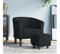 vidaXL Fauteuil cabriolet avec repose-pied, accoudoirs, dossier et siège rembourré – Noir velours