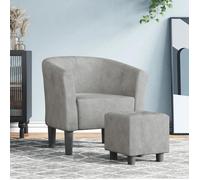 vidaXL Fauteuil cabriolet avec repose-pied et accoudoirs, siège rembourré – Velours gris clair