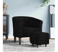 vidaXL Fauteuil cabriolet avec repose-pied, accoudoirs, siège rembourré Noir Tissu