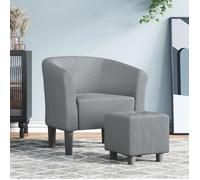 vidaXL Fauteuil cabriolet avec repose-pied, accoudoirs, siège rembourré, Gris clair tissu