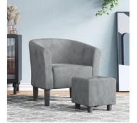 vidaXL Fauteuil Cabriolet avec Repose-Pied, Chaise avec Accoudoirs, Canapé avec Dossier, Siège Rembourré Salon Chambre, Gris Foncé Velours