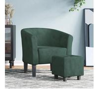 vidaXL Fauteuil cabriolet avec repose-pied, accoudoirs et siège rembourré — velours vert foncé