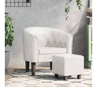 vidaXL Fauteuil cabriolet moderne 356466 avec repose-pied, accoudoirs, dossier, simili cuir blanc