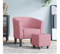 vidaXL Fauteuil cabriolet avec repose-pied, accoudoirs et dossier, siège rembourré – Rose velours