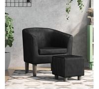 vidaXL Fauteuil Cabriolet avec Repose-pied, Chaise avec Dossier, Siège avec Accoudoirs, Canapé de Bureau Salon Chambre, Noir 356491