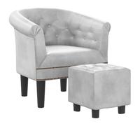 vidaXL Fauteuil Cabriolet avec Repose-Pied, Chaise avec Dossier, Siège avec Accoudoirs, Canapé de Bureau Salon Chambre, Argenté Similicuir