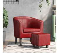 vidaXL Fauteuil cabriolet avec repose-pied - dossier et accoudoirs - Similicuir rouge bordeaux