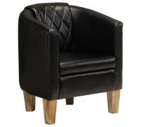 vidaXL Fauteuil Cabriolet, Chaise de Relaxation, Siège avec Accoudoirs Rembourrés, Canapé de Salon Salle de Séjour, Noir Cuir Véritable