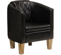 vidaXL Fauteuil Cabriolet, Chaise de Relaxation, Siège avec Accoudoirs Rembourrés, Canapé de Salon Salle de Séjour, Noir Cuir Véritable
