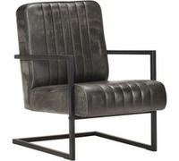vidaXL Fauteuil Cantilever Fauteuil de Salle de Séjour Meuble de Salon Meuble de Chambre à Coucher Maison Intérieur Gris Cuir Véritable 321858 Gris G
