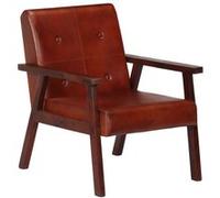 vidaXL Fauteuil Chaise de Chambre à Coucher Siège de Salon Meuble Mobilier de Salon Maison Intérieur Salle de Séjour Bureau Marron Cuir Véritable Brun G
