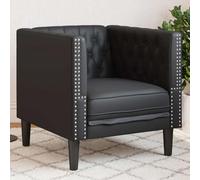 vidaXL Fauteuil Chesterfield Argyle Noir 71 x 74.5 x 70.5 cm Faux cuir