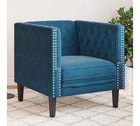 VidaXL Fauteuil Chesterfield - Bleu velours