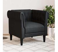 vidaXL Fauteuil Chesterfield – Chaise de relaxation avec accoudoirs, dossier et pieds – Noir tissu