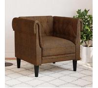 vidaXL Fauteuil Chesterfield – Chaise de relaxation avec accoudoirs et dossier, tissu marron