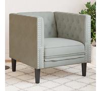 vidaXL - Fauteuil Chesterfield Gris clair