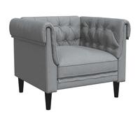 vidaXL Fauteuil Chesterfield – Rembourré avec accoudoirs et dossier – Tissu gris clair