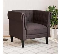 vidaXL Fauteuil Chesterfield marron foncé tissu