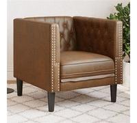 vidaXL Fauteuil Chesterfield en similicuir daim marron