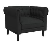 vidaXL Fauteuil Chesterfield – Chaise de relaxation avec accoudoirs, dossier et pieds – Noir tissu