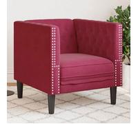 vidaXL Fauteuil Chesterfield en velours rouge bordeaux