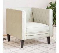 Fauteuil Chesterfield-stijl fluweel crÃmekleurig372680