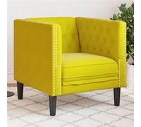vidaXL Fauteuil Chesterfield en velours jaune confortable