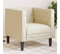 vidaXL Fauteuil Chesterfield crème similicuir