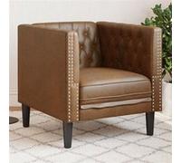 vidaXL Fauteuil Chesterfield-stijl kunstsuÃde bruin372658 Marron G