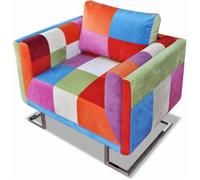 vidaXL Fauteuil Cube – design de patchwork, tissu, chrome, multicolore