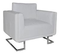 vidaXL Fauteuil cube avec pieds chromés Cuir synthétique Blanc Blanc G
