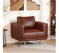 vidaXL Fauteuil cube avec pieds chromés Marron Similicuir 240896