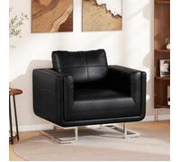 vidaXL Fauteuil cube 241004 – Similicuir, pieds chromés, noir