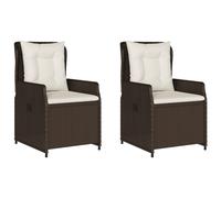 vidaXL Fauteuil de jardin réglable – lot de 2, poly rattan marron