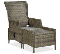 vidaXL Fauteuil de jardin ajustable avec repose-pieds Poly rotin brun