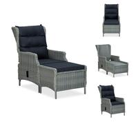 vidaXL Fauteuil de jardin ajustable avec repose-pieds Poly rotin gris clair - Chaises de jardin
