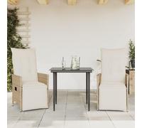 vidaXL Chaises inclinables de jardin lot de 2 et coussins beige rotin, fauteuil de jardin inclinable, fauteuil inclinable de 365669
