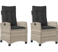 vidaXL Fauteuil de jardin inclinable avec coussins Gris clair Résine tressée lot de 2